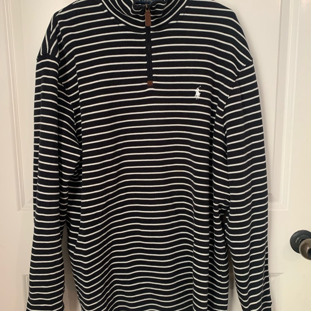 Men’s XL Polo Ralph Lauren quarter zip black/white pullover.